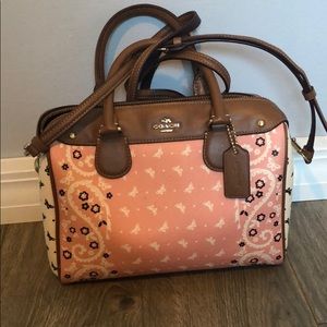 Coach bandana butterfly handbag in white and pink